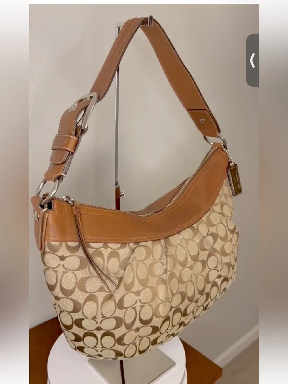 Coach SoHo Brown Leather and Signature Jacquard Shoulder Bag - Picture 11 of 14